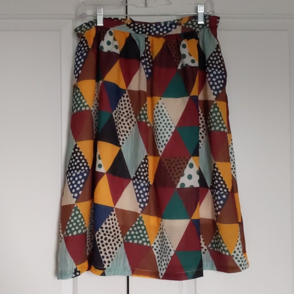 Midi Multi-Patterned Skirt with Pockets